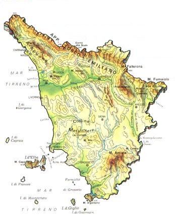 Map: Geophysical profile of Tuscany