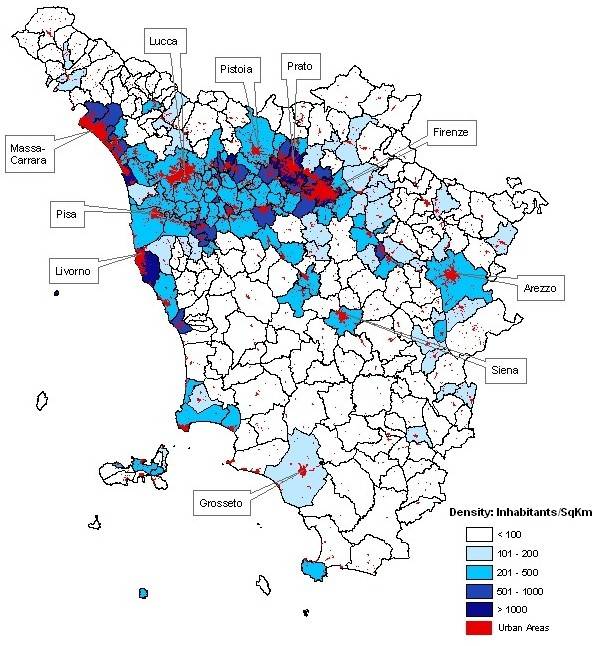 Map: Population Density in Tuscany
